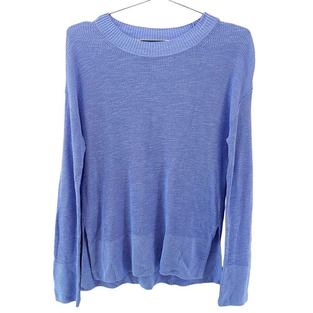 BANANA REPUBLIC Linen Blend Crew Neck Sweater • XS • blue, chic,‎ minimalist